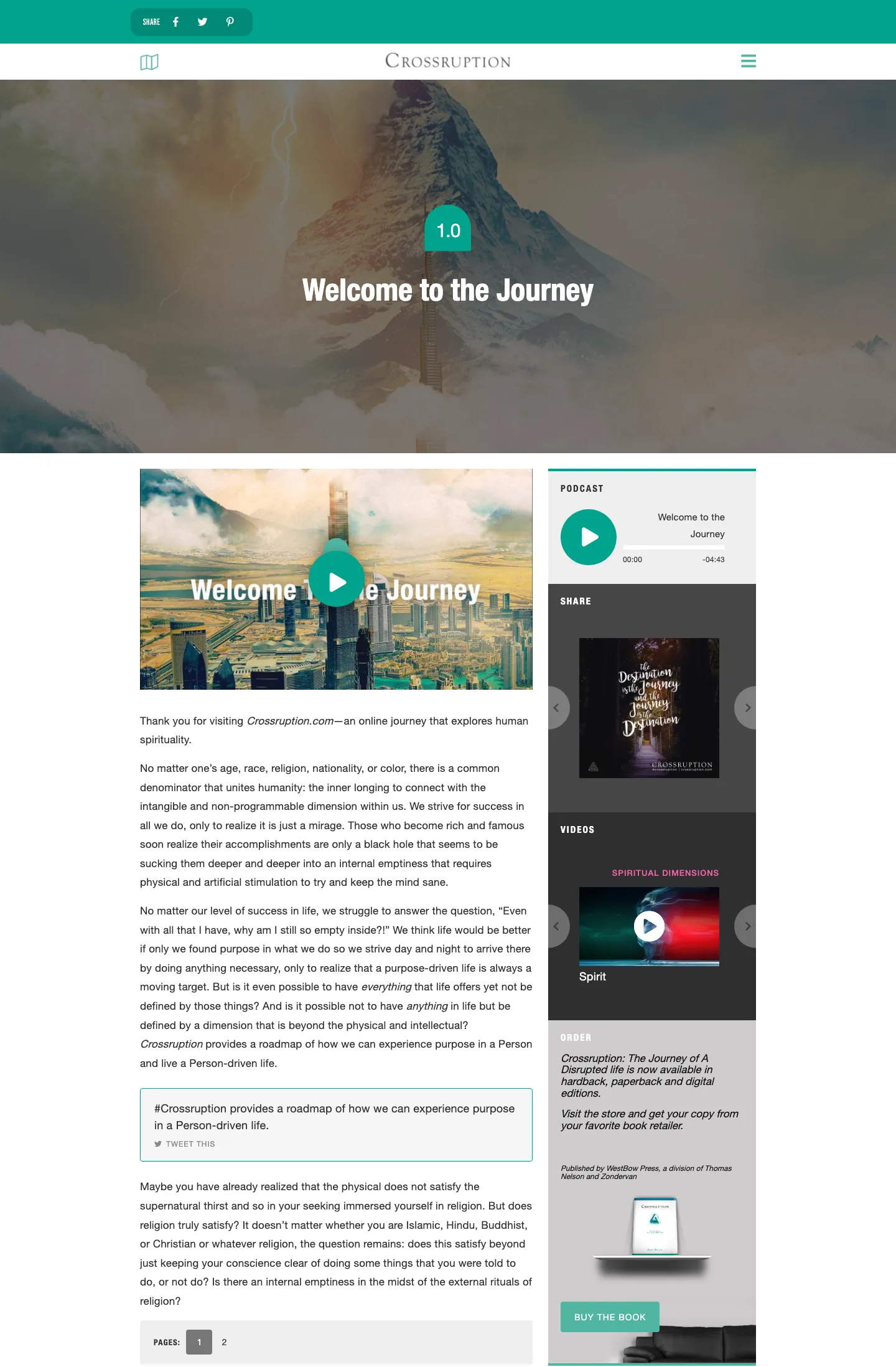 Crossruption website, full home page