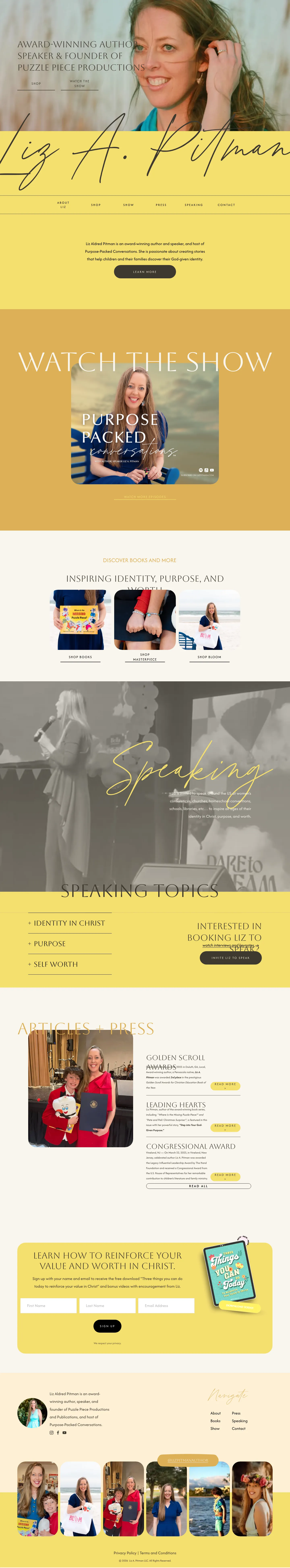 Liz A. Pitman website, full home page