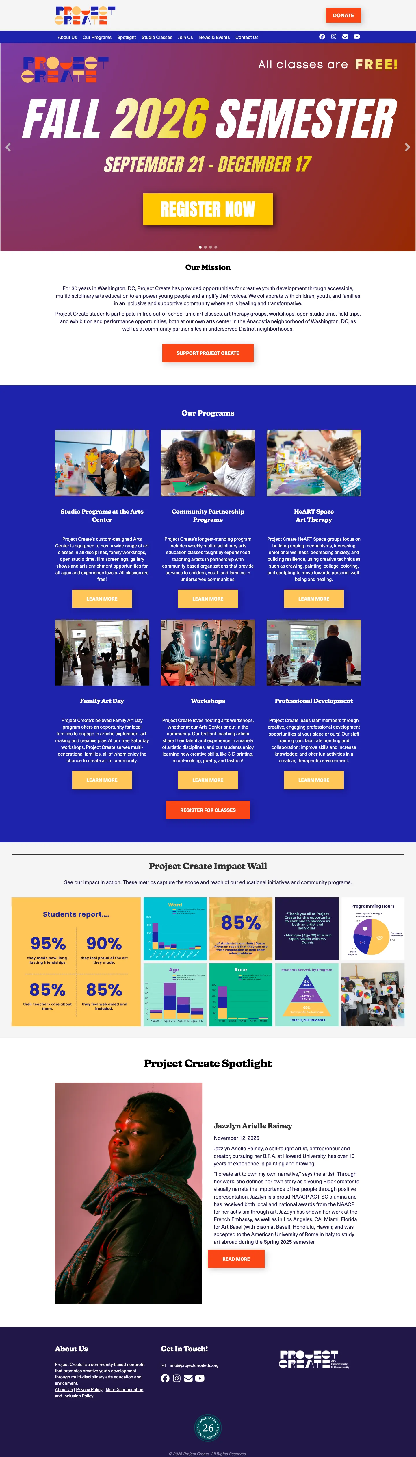 Project Create website, full home page