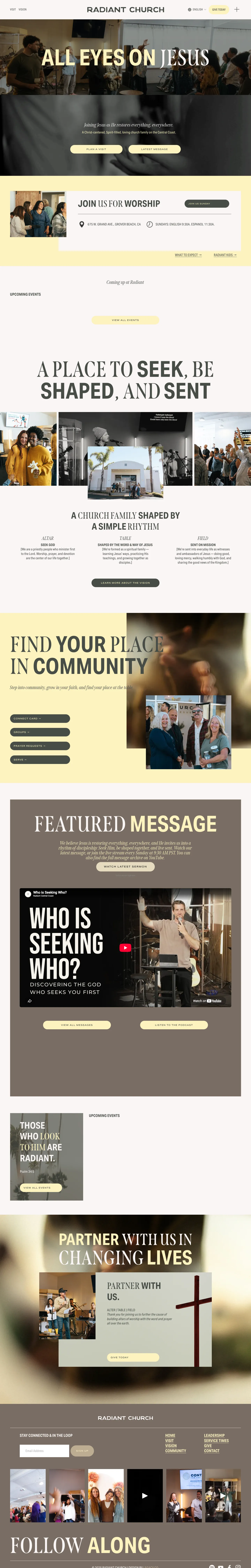 Radiant Central Coast website, full home page
