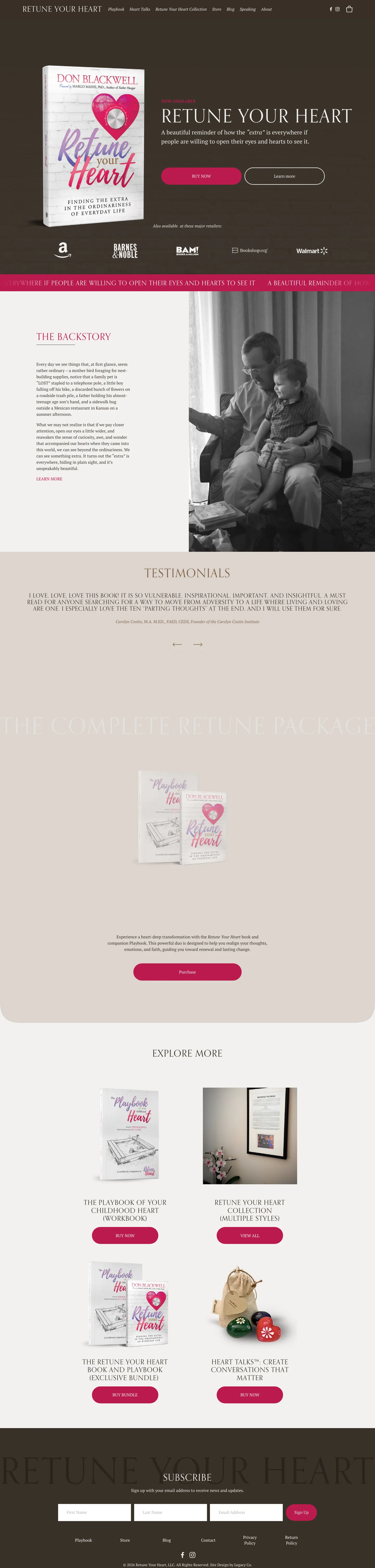 Retune Your Heart website, full home page